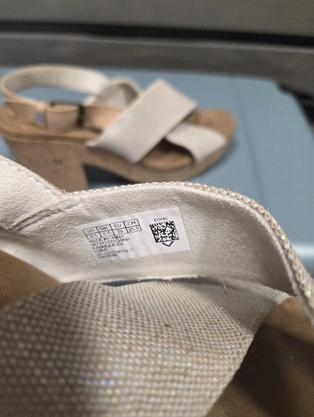 Toms Cream Cross-Strap Cork Platform Sandals
